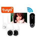 Комплект беспроводной Вай Фай видеодомофон SkyNet 1100-Tuya (1+2) домофон, панель и 2 камеры