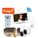 Беспроводной комплект домофона SkyNet 700-Tuya (1+2+AX042) + ДВЕ уличные IP камеры и замок AX042